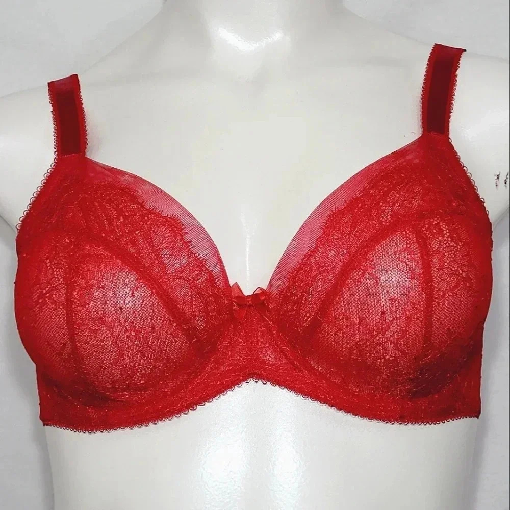 42D Paramour 115014‎ Amber Unlined Lace UW Bra Red NWT